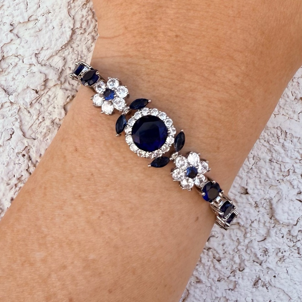 SOLD!! 
Sapphire Blue and Silver Tennis Bracelet